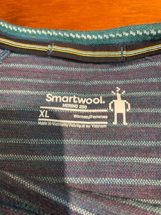 Smartwool Merino 250 long sleeve colorful striped base layer shirt size XL - Picture 2 of 5